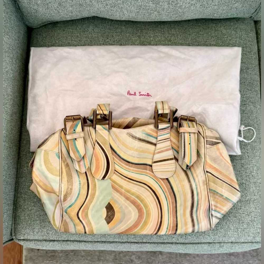 Paul Smith Beige and Green Swirl Satchel